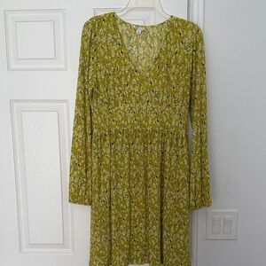 Cato Olive Floral Long Sleeve Dress